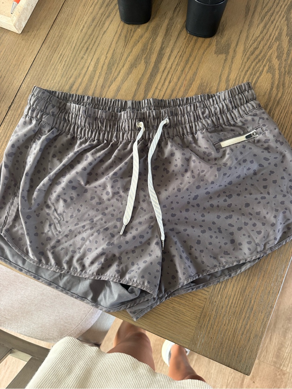 Vuori Gray Dot/leopard -Print Athletic Shorts with Drawstring